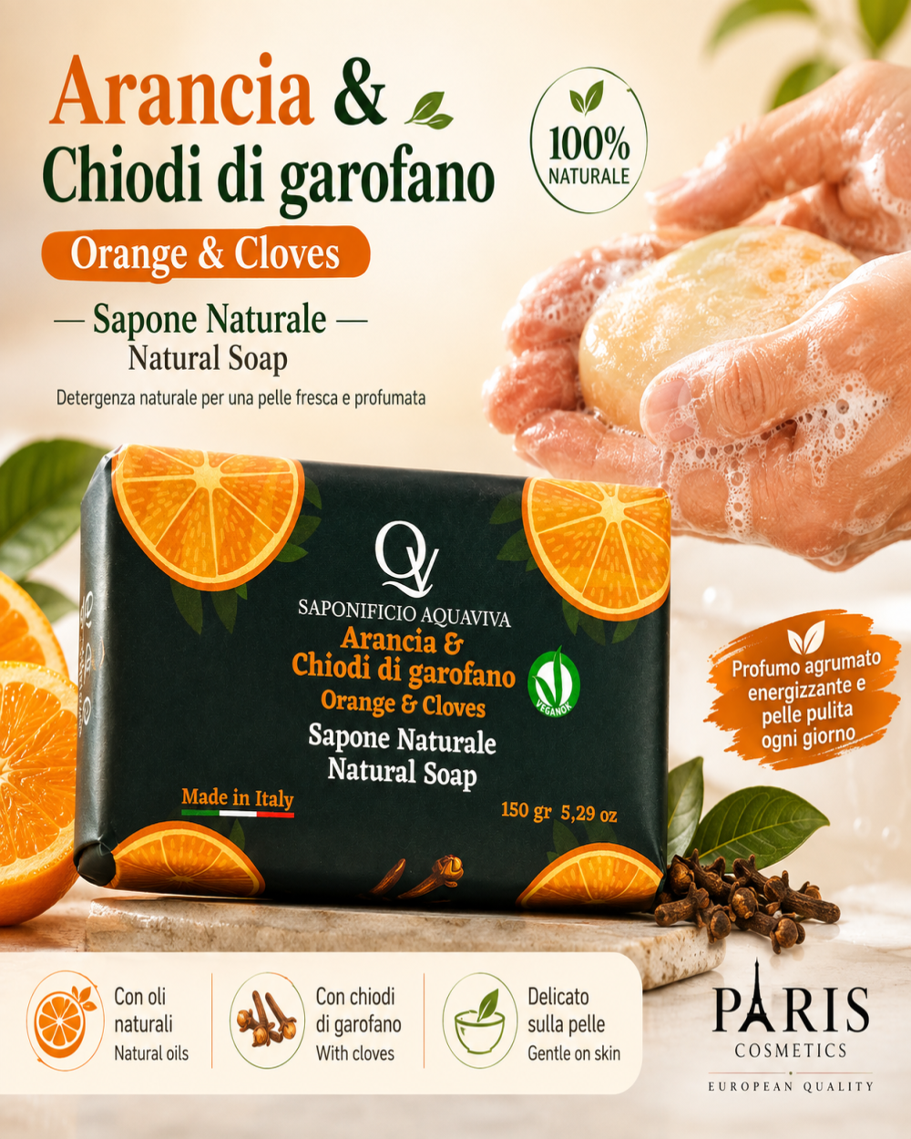 Arancia &amp; Chiodi di garofano Orange &amp; Cloves Natural Soap