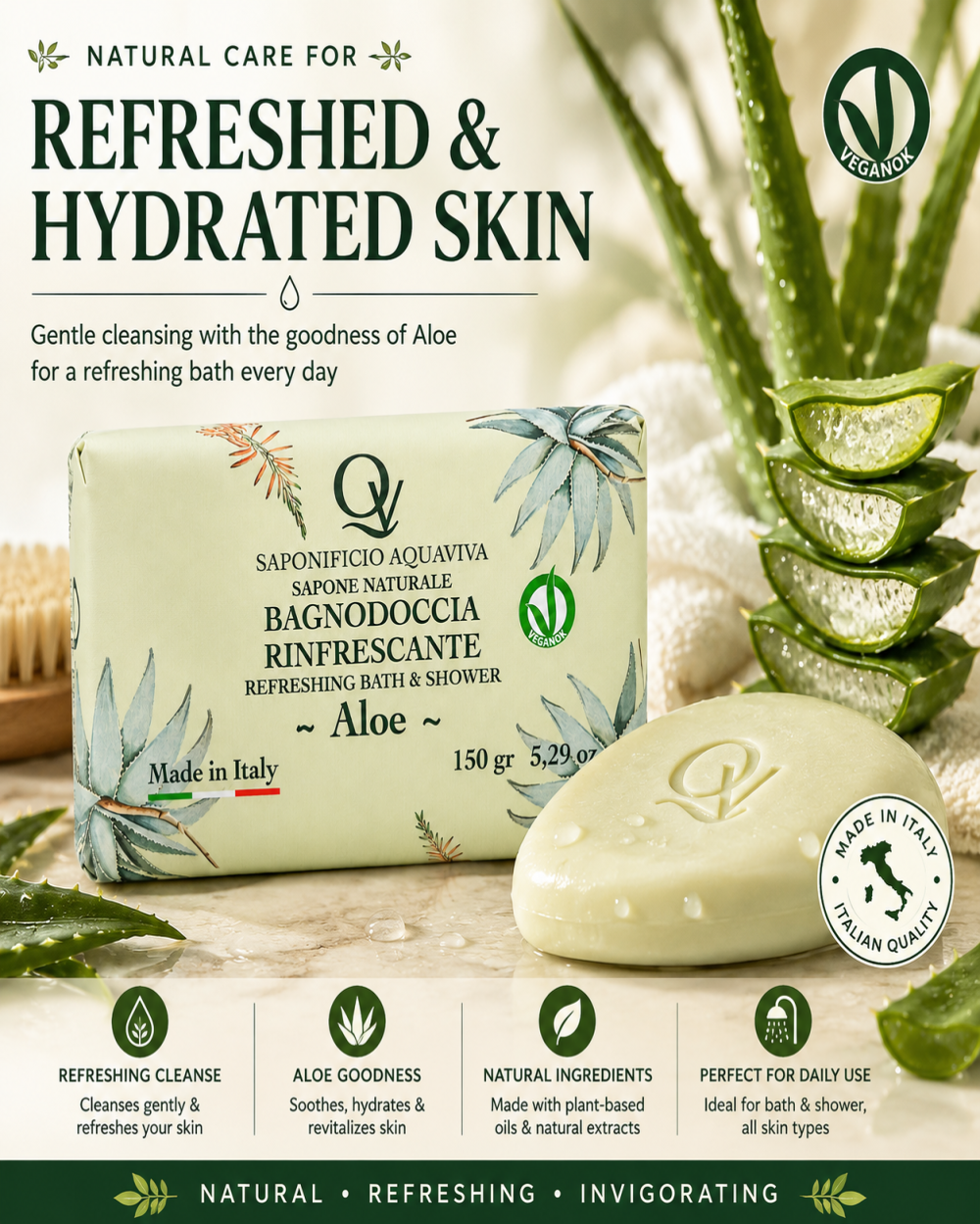 Sapone Naturale Bagnodoccia Rinfrescante ~ Aloe ~
