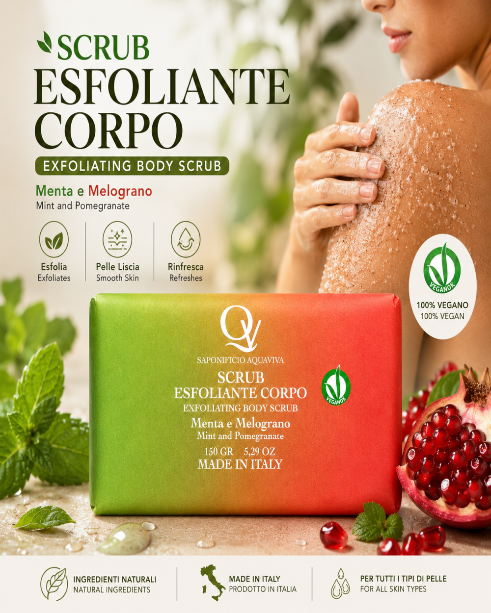 SCRUB ESFOLIANTE CORPO — Menta e Melograno / Mint and Pomegranate