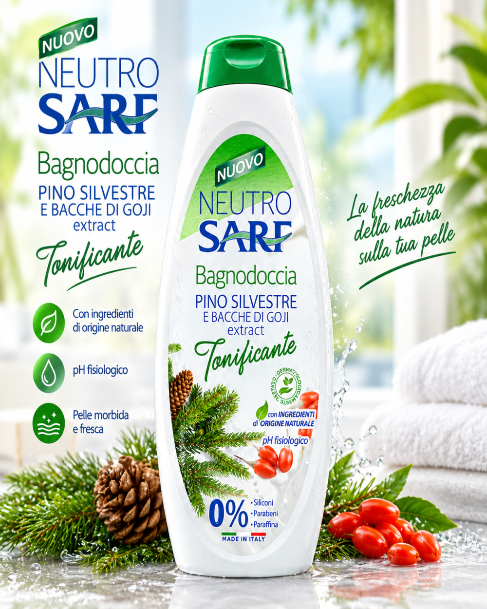 Neutro Sare Bagnodoccia Pino Silvestre e Bacche di Goji Tonificante